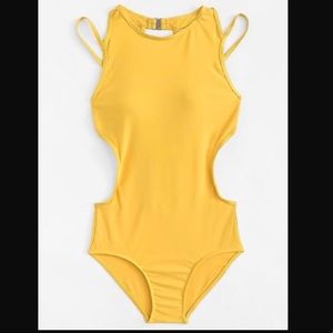 SHEIN yellow one piece swim suit